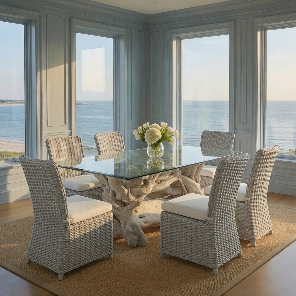 Hampton Driftwood Dining Base to accommodate Rectangular Glass Top - Multiple Sizes - Our Boat House