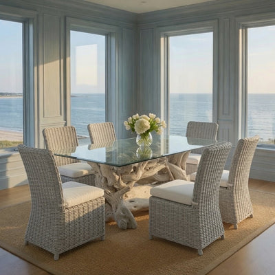 Hampton Driftwood Dining Base to accommodate Rectangular Glass Top - Multiple Sizes - Our Boat House