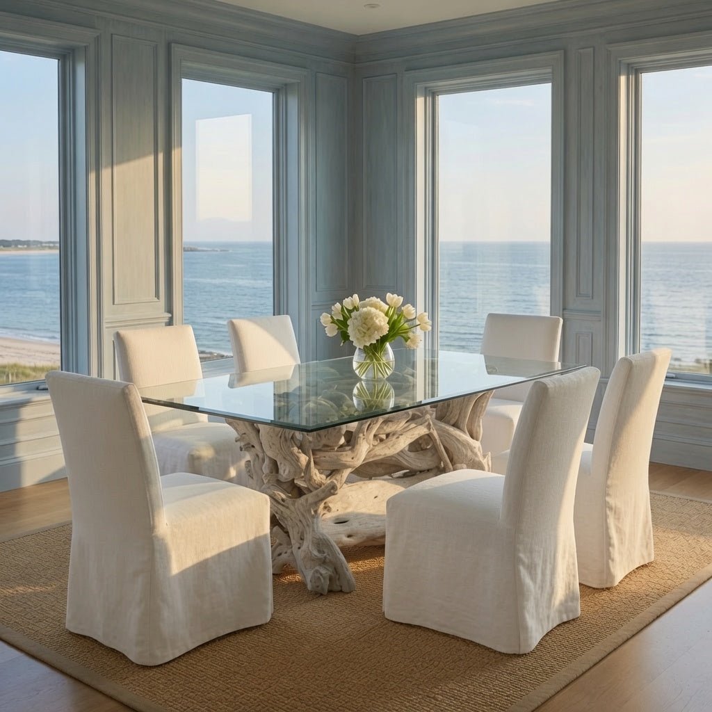 Hampton Driftwood Dining Base to accommodate Rectangular Glass Top - Multiple Sizes - Our Boat House