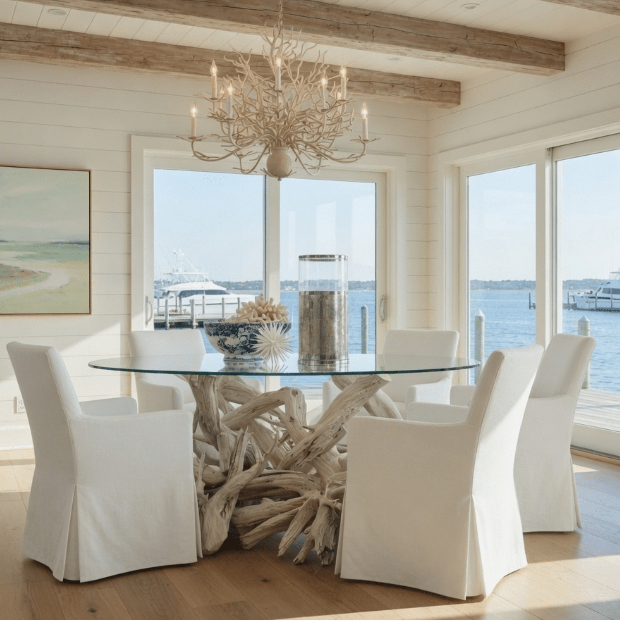 Hampton Driftwood Dining Table Base to accommodate a Round Top - Smaller Spaces 32