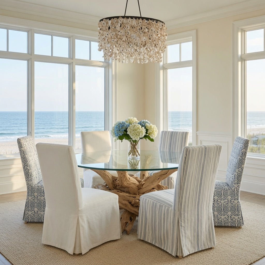Hampton Driftwood Dining Table Base to accommodate Round Glass Top - Larger Spaces 54