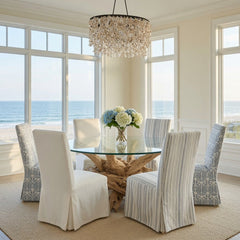 Hampton Driftwood Dining Table Base to accommodate Round Glass Top - Larger Spaces 54