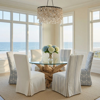 Hampton Driftwood Dining Table Base to accommodate Round Glass Top - Larger Spaces 54