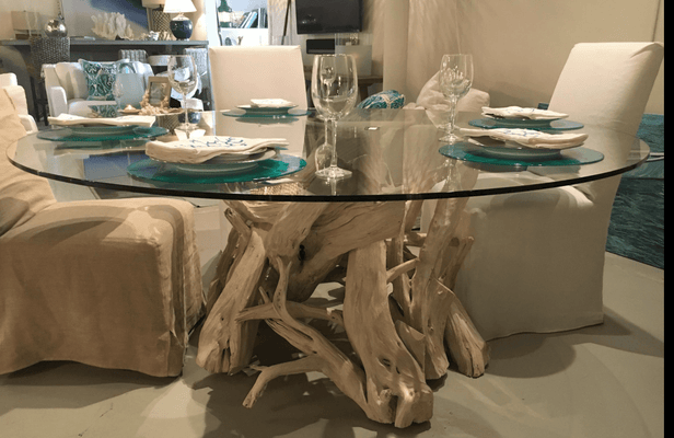 Hampton Driftwood Dining Table Base to accommodate an Oval/Race Track Top - Various Sizes - Our Boat House