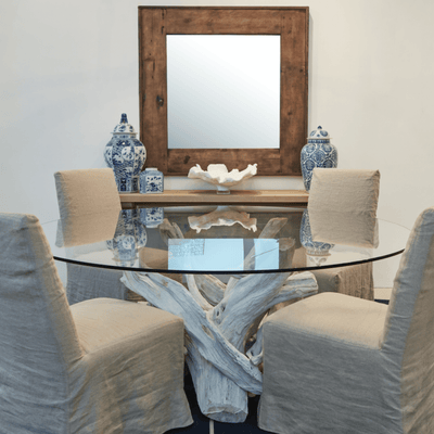 Hampton Driftwood Dining Table Base to accommodate Round Glass Top - Larger Spaces 54