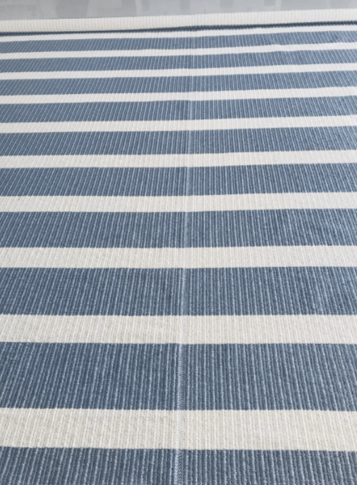Hampton PVC Rug - Laila: Steel Blue & Beige Stripe 10'1