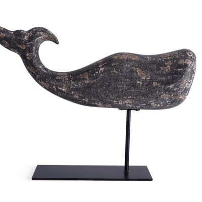 Hand Carved Whale On Stand Blue - Our Boat House