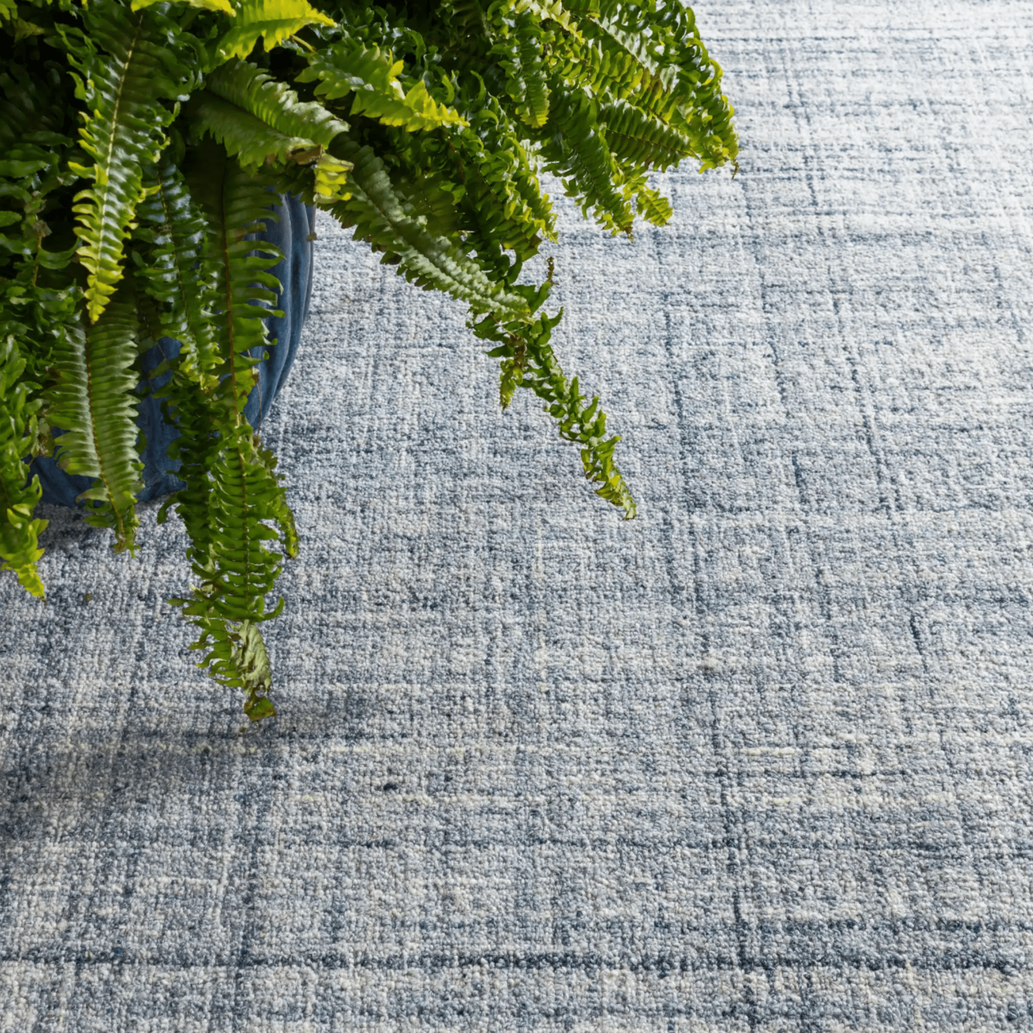 Harris Hand Micro Hooked Wool Rug - Blue & Ivory - coastal inspired home furnishing