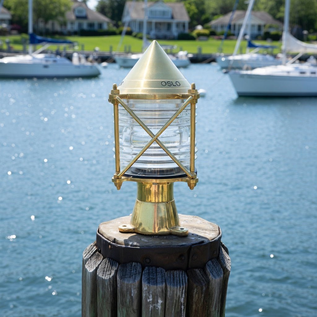 Helsinki Brass Piling Light w/Pointed Top - Our Boat House