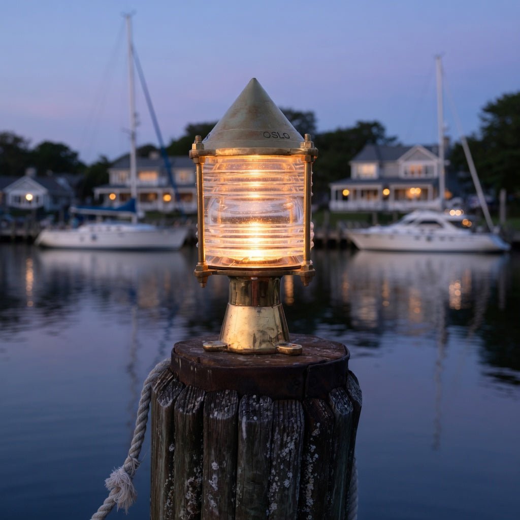 Helsinki Brass Piling Light w/Pointed Top - Our Boat House