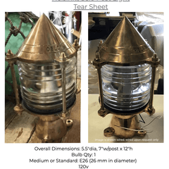 Helsinki Brass Piling Light w/Pointed Top - Our Boat House