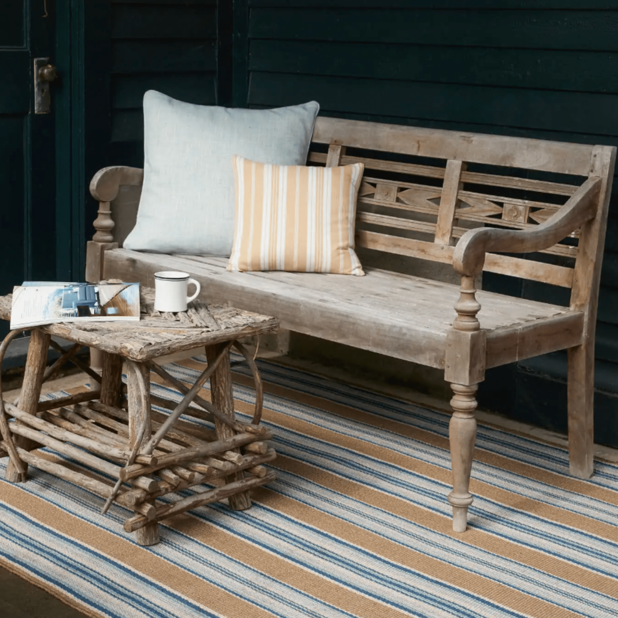 Heron Stripe Indoor/Outdoor Rug - Our Boat House