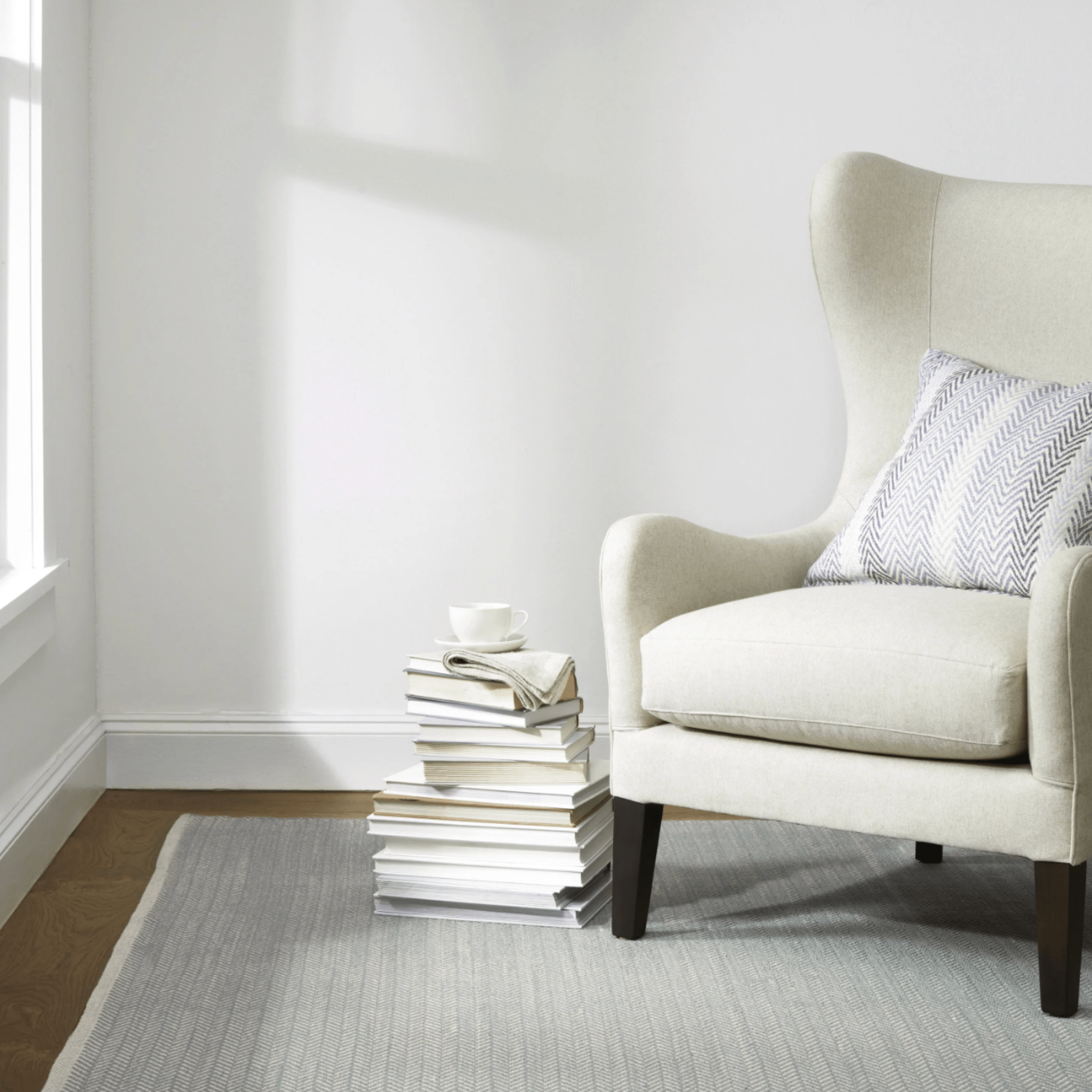 Herringbone Handwoven Cotton Rug - Swedish Blue & White - Our Boat House