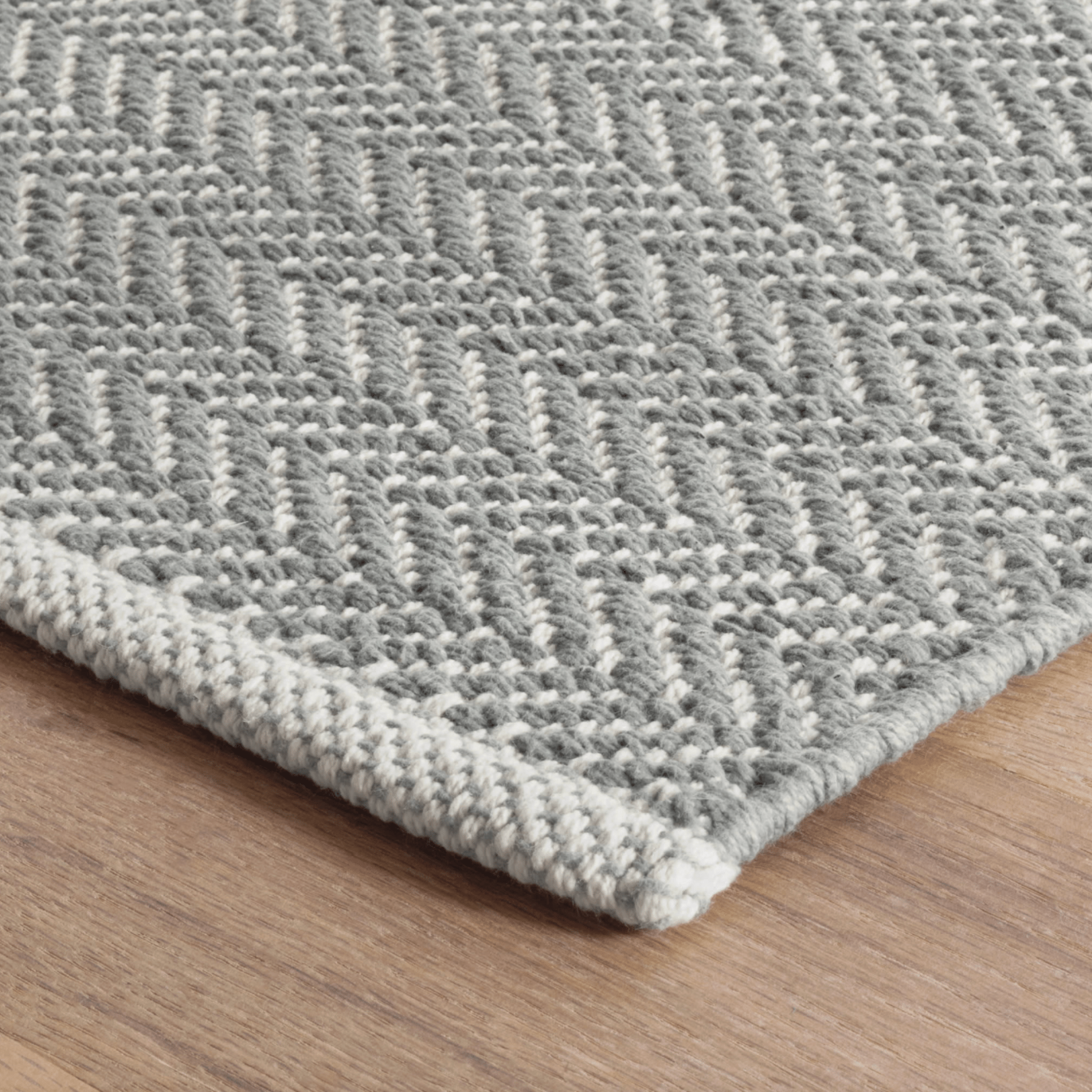 Herringbone Handwoven Cotton Rug - Swedish Blue & White - Our Boat House