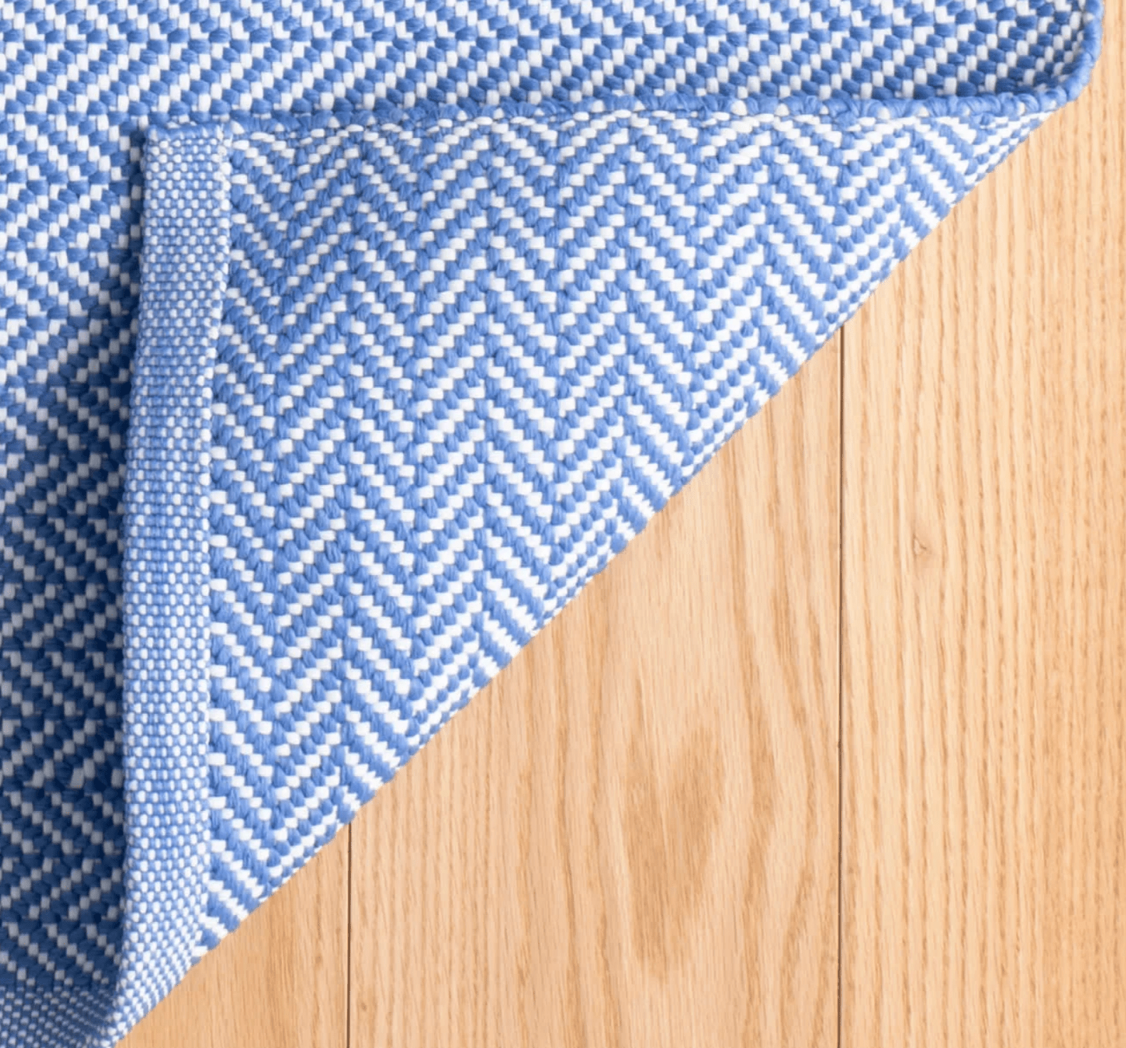 Herringbone Handwoven Indoor/ Outdoor Rug - French Blue & White - Our Boat House