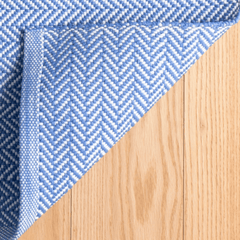 Herringbone Handwoven Indoor/ Outdoor Rug - French Blue & White - Our Boat House