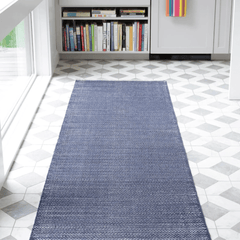 Herringbone Handwoven Indoor/ Outdoor Rug - Indigo Blue & White - Our Boat House
