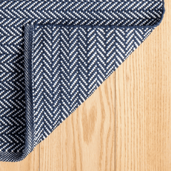 Herringbone Handwoven Indoor/ Outdoor Rug - Indigo Blue & White - Our Boat House