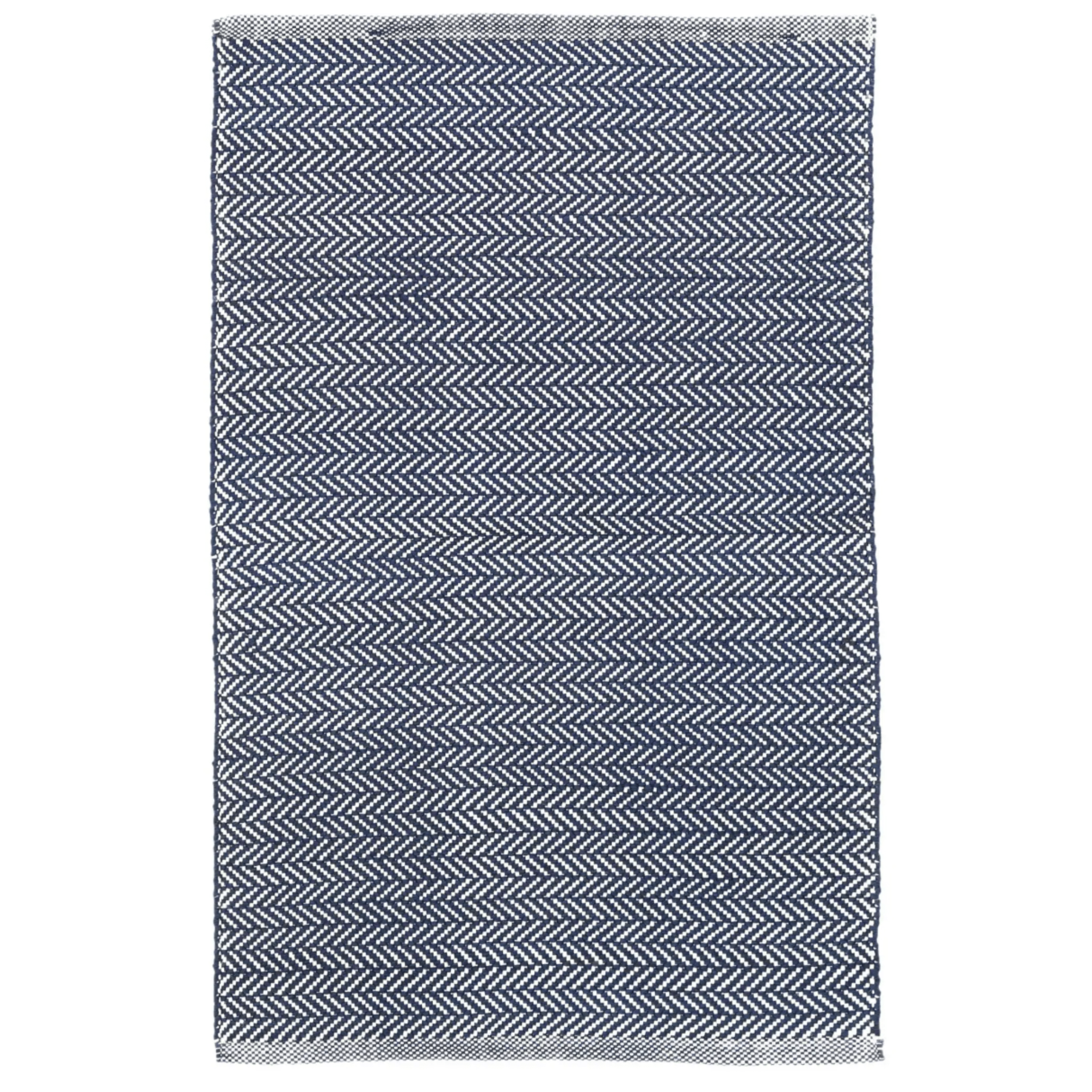 Herringbone Handwoven Indoor/ Outdoor Rug - Indigo Blue & White - Our Boat House