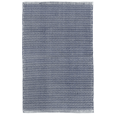 Herringbone Handwoven Indoor/ Outdoor Rug - Indigo Blue & White - Our Boat House