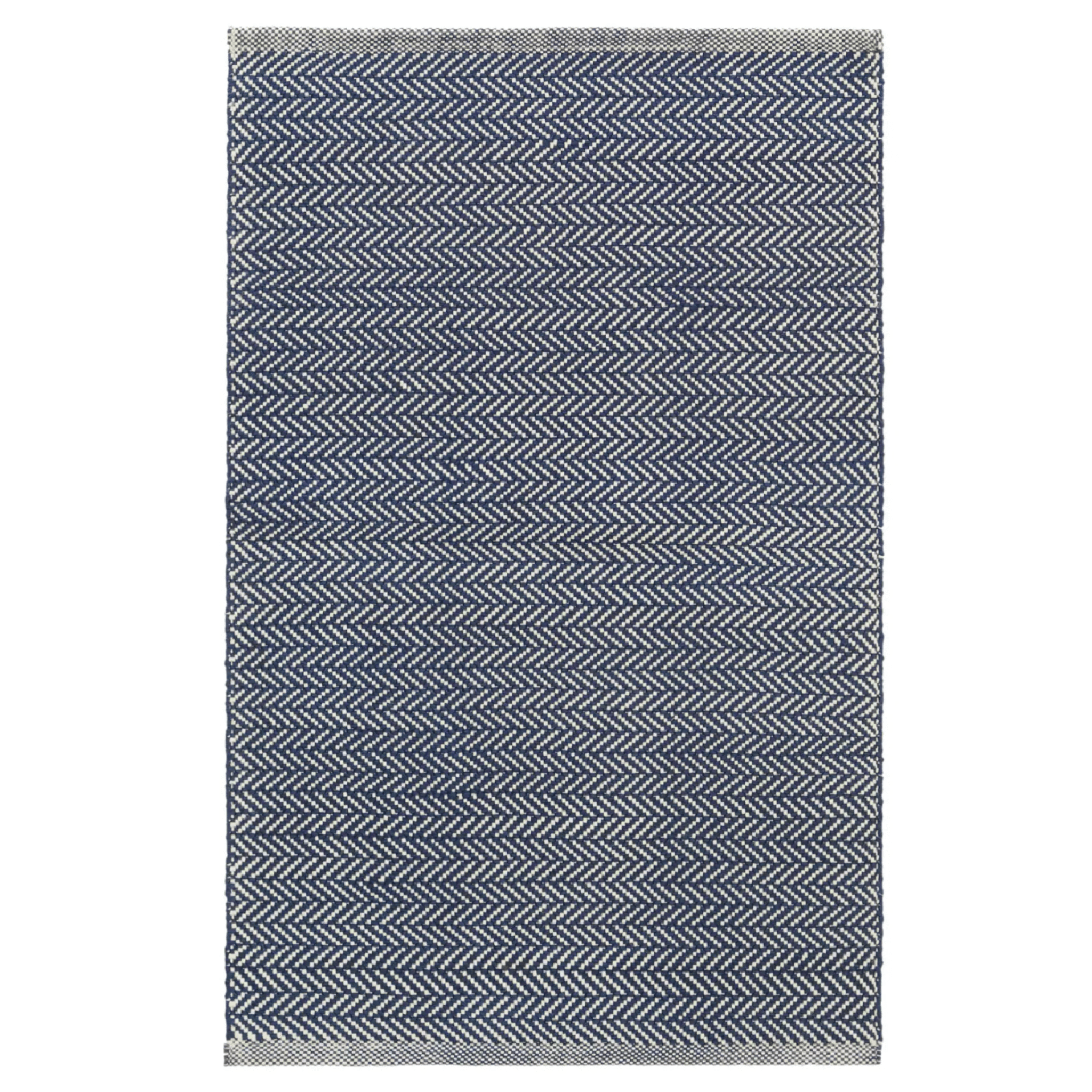 Herringbone Handwoven Indoor/ Outdoor Rug - Navy & Ivory - Our Boat House