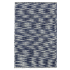 Herringbone Handwoven Indoor/ Outdoor Rug - Navy & Ivory - Our Boat House