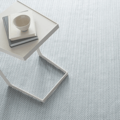 Herringbone Handwoven Indoor/Outdoor Rug - Light Blue & Ivory - Our Boat House