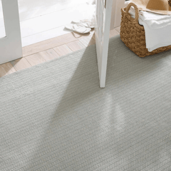Herringbone Handwoven Indoor/Outdoor Rug - Light Blue & Ivory - Our Boat House