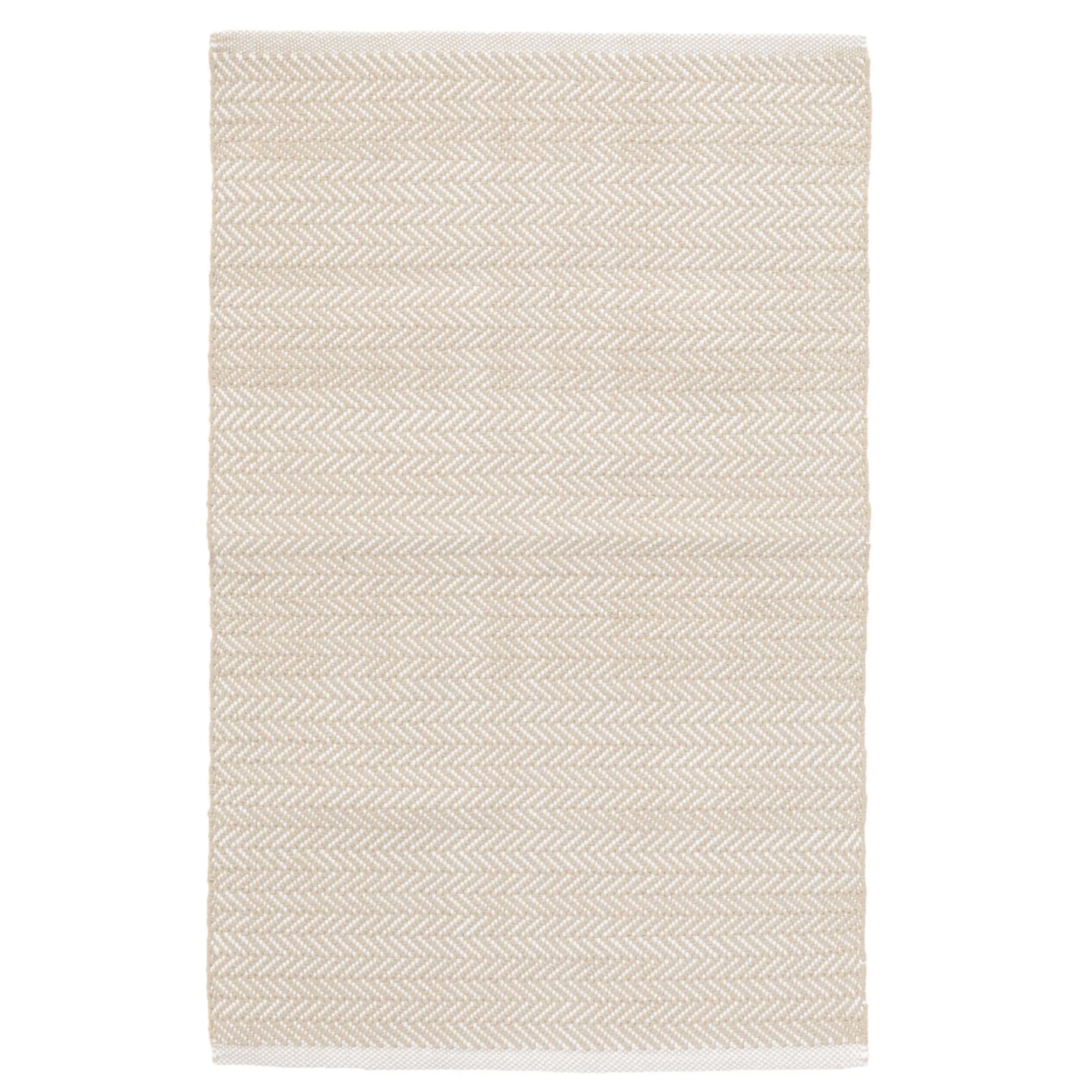 Herringbone Handwoven Indoor/Outdoor Rug - Linen & White - Our Boat House