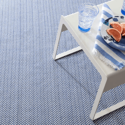 Herringbone Indoor/ Outdoor Rug - Denim Blue & Ivory - Our Boat House