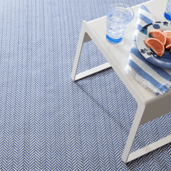 Herringbone Indoor/ Outdoor Rug - Denim Blue & Ivory - Our Boat House