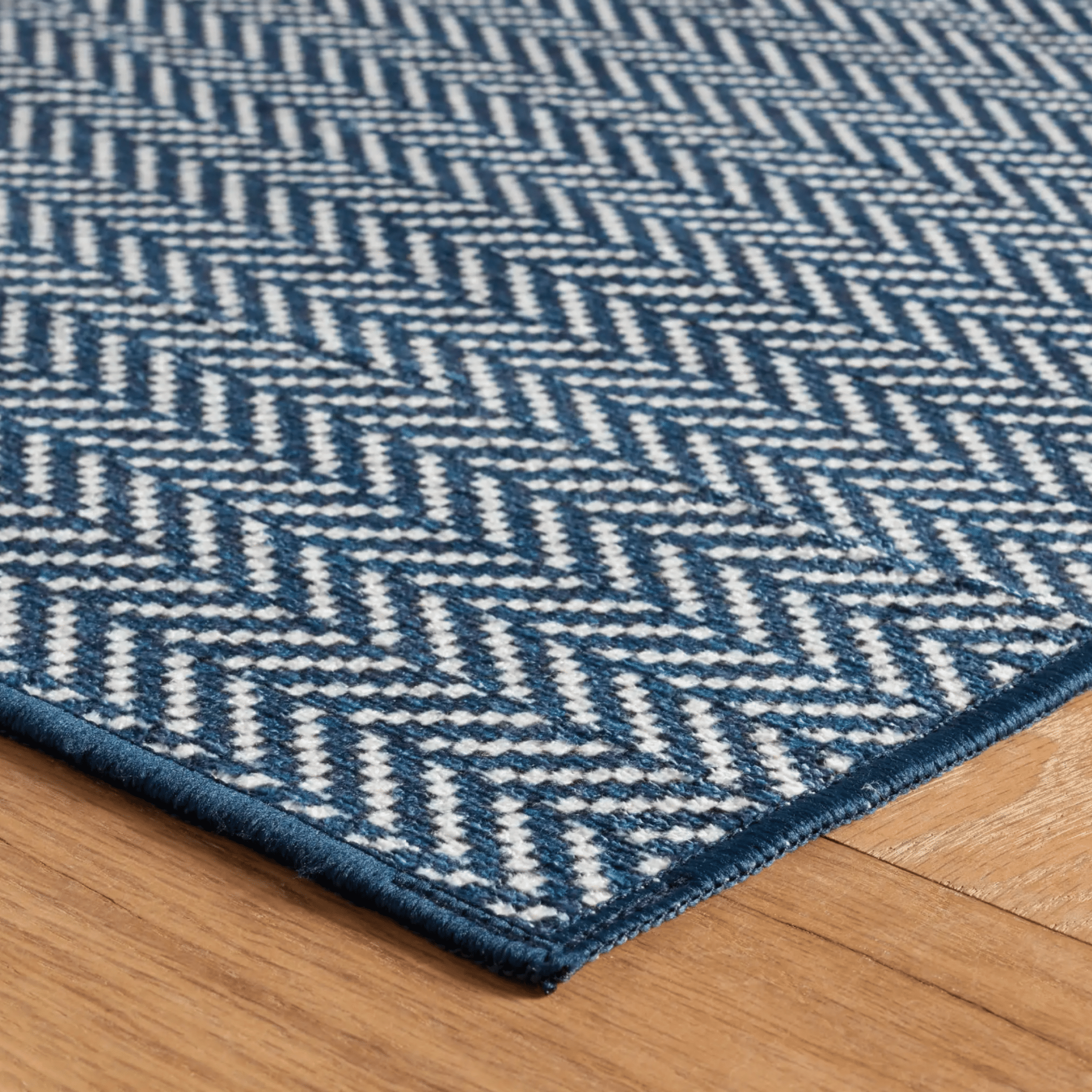 Herringbone Machine Washable Rug - Navy & Ivory - Our Boat House