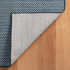 Herringbone Machine Washable Rug - Navy & Ivory - Our Boat House