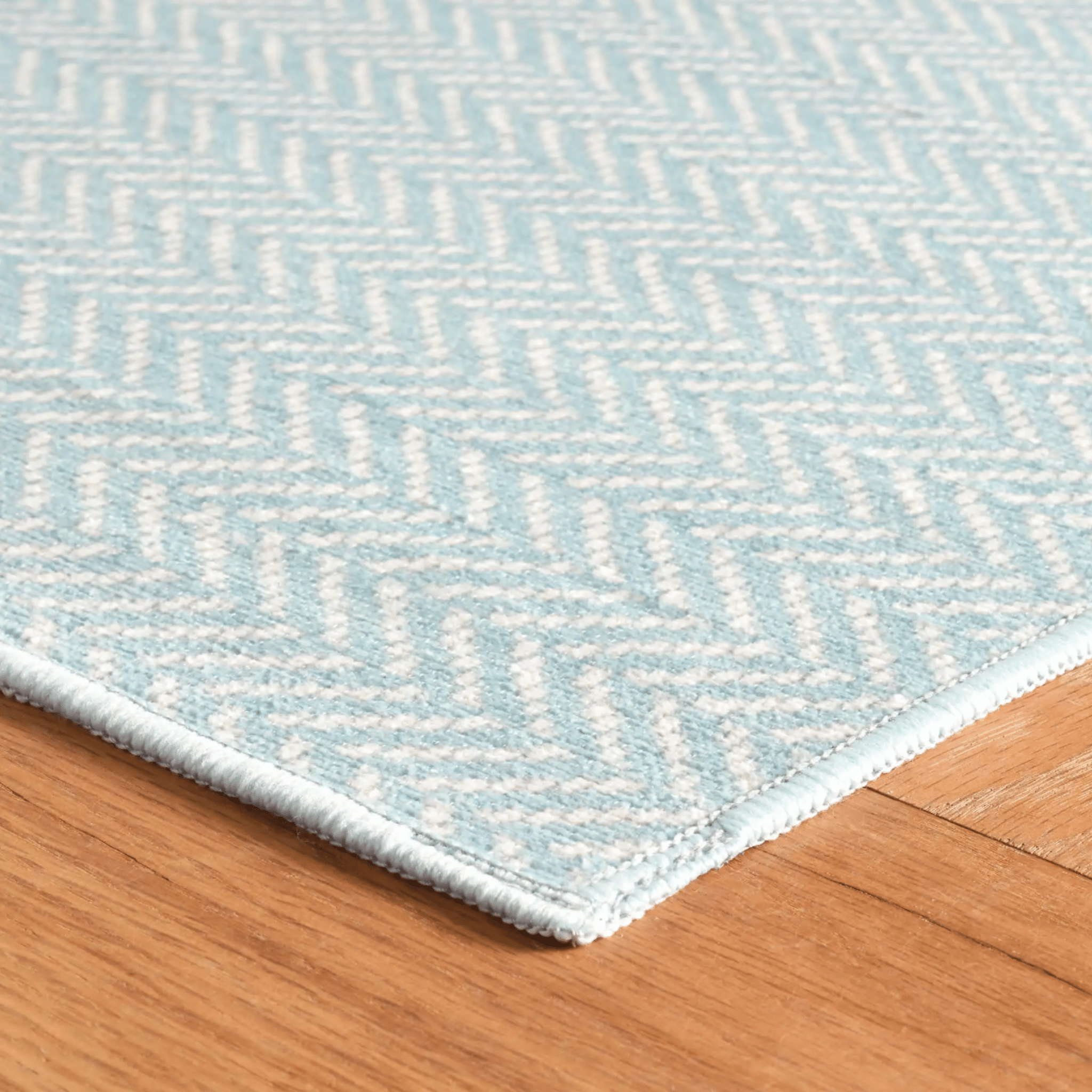 Herringbone Machine Washable Rug - Swedish Blue - Our Boat House