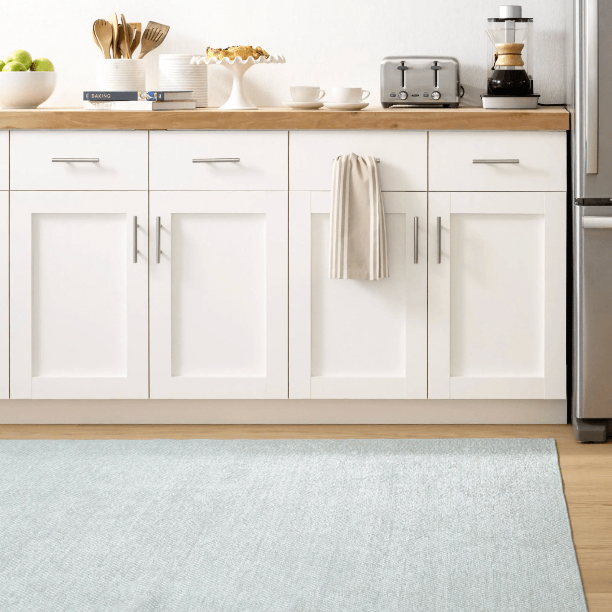 Herringbone Machine Washable Rug - Swedish Blue - coastal inspired home furnishing lifestyle