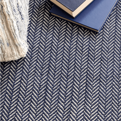 Herringbone Woven Cotton Rug - Indigo Blue - Our Boat House