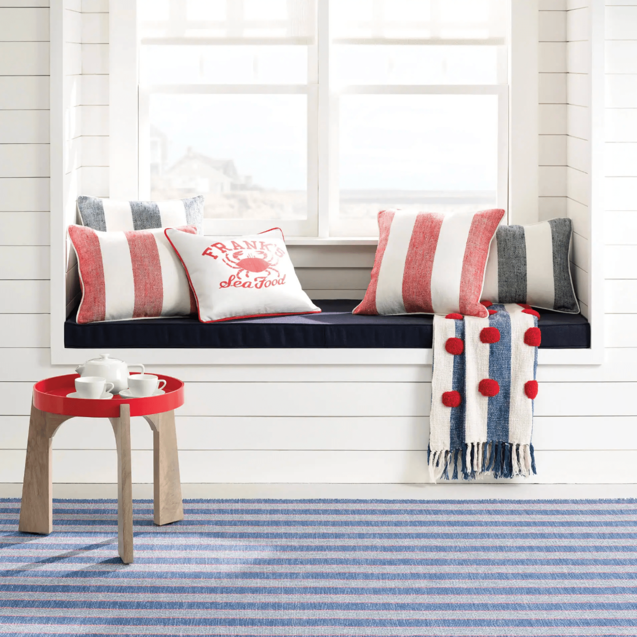 Hillsgrove Stripe Handwoven Cotton Rug - Denim - Our Boat House