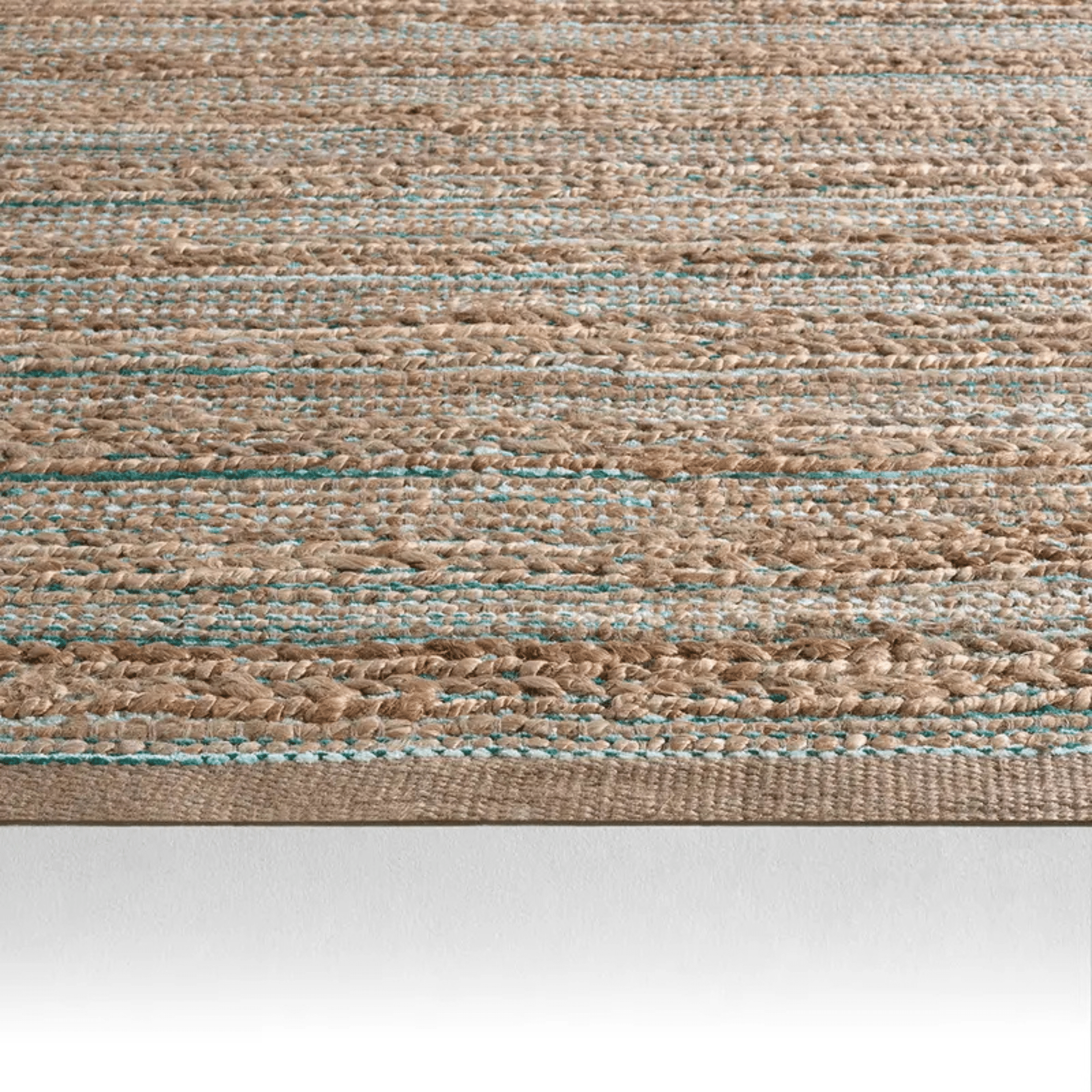 Himalaya Jute Rug - Almond, Emerald, & Sea Glass - Our Boat House