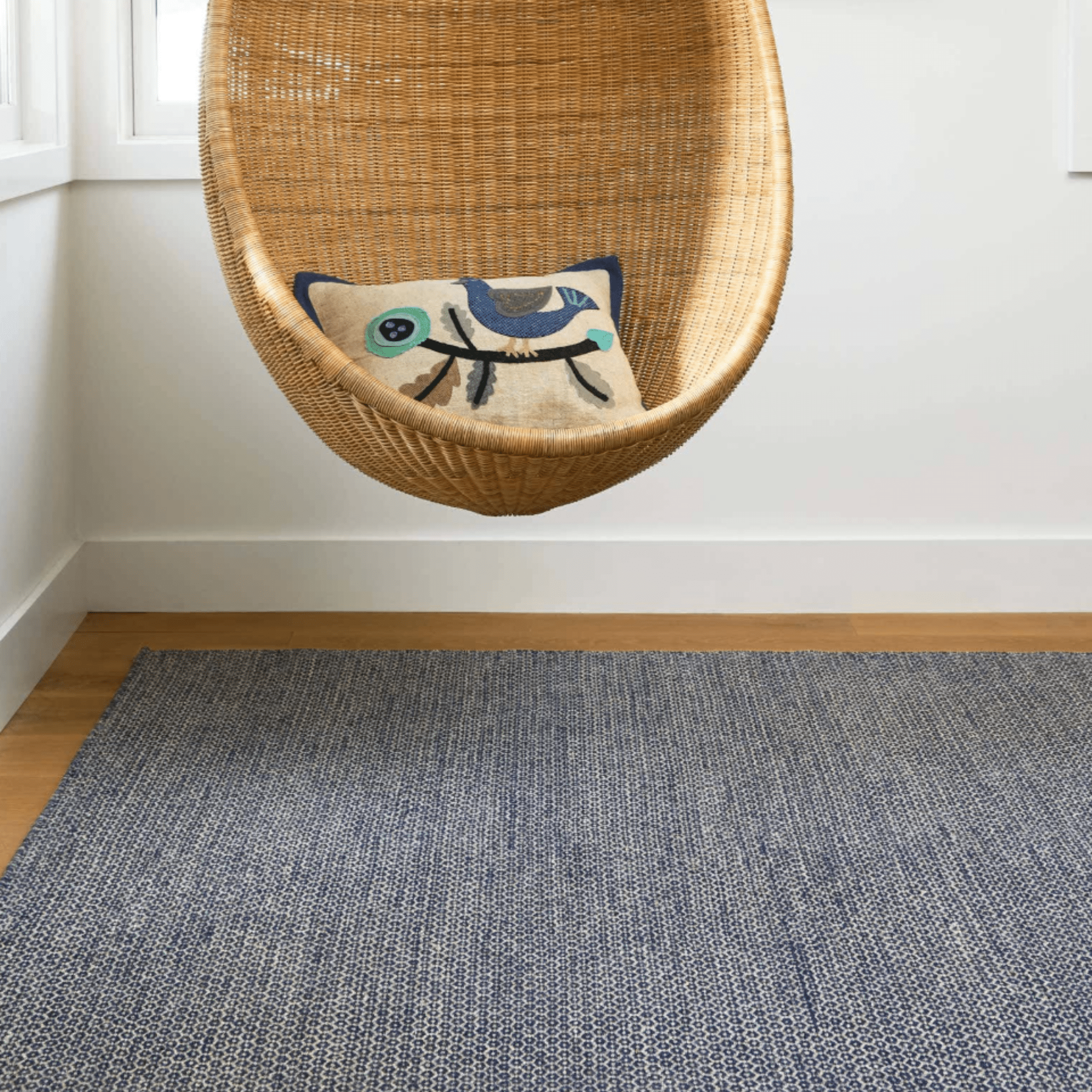 Honeycomb Handwoven Wool Rug - Indigo & Grey - Our Boat House