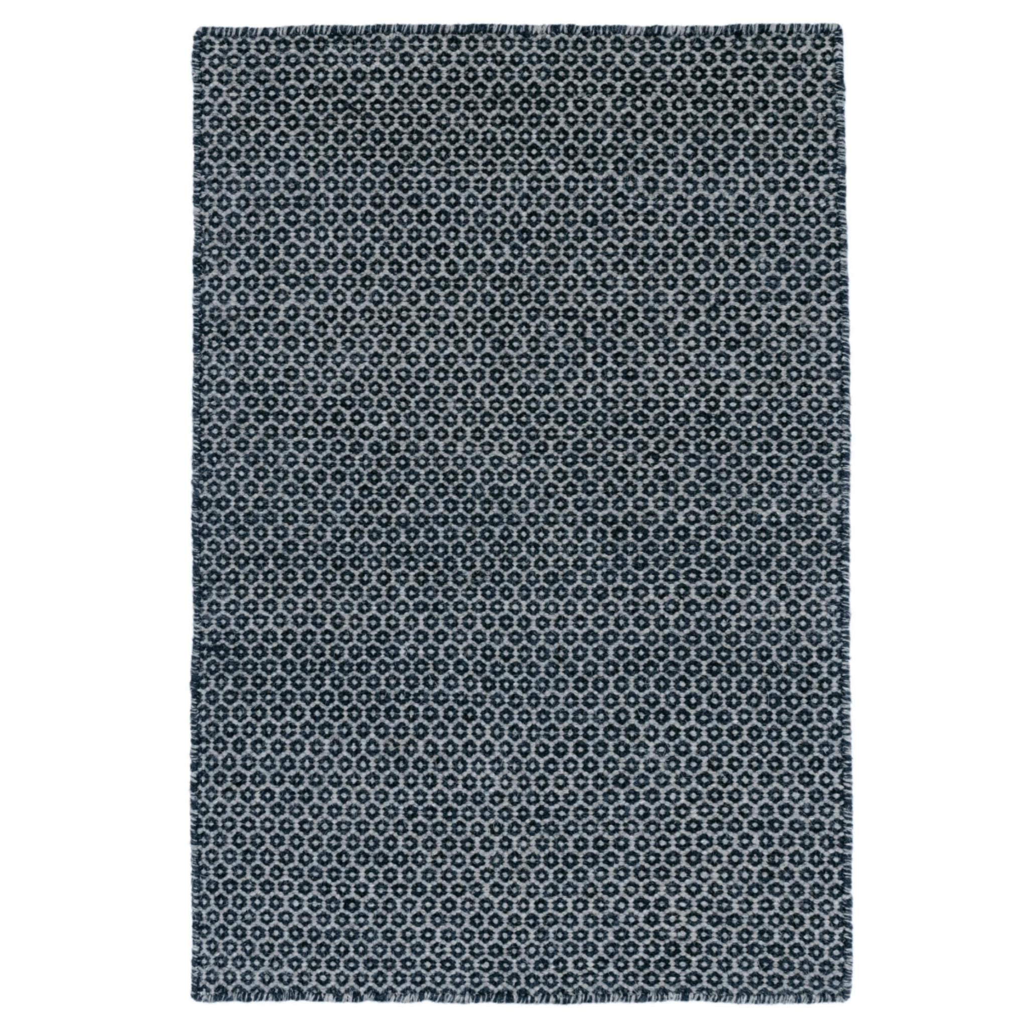 Honeycomb Handwoven Wool Rug - Indigo & Grey - Our Boat House