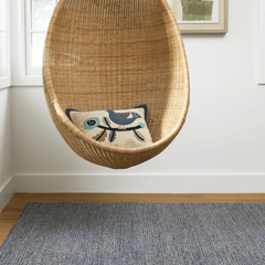 Honeycomb Handwoven Wool Rug - Indigo & Grey - Our Boat House