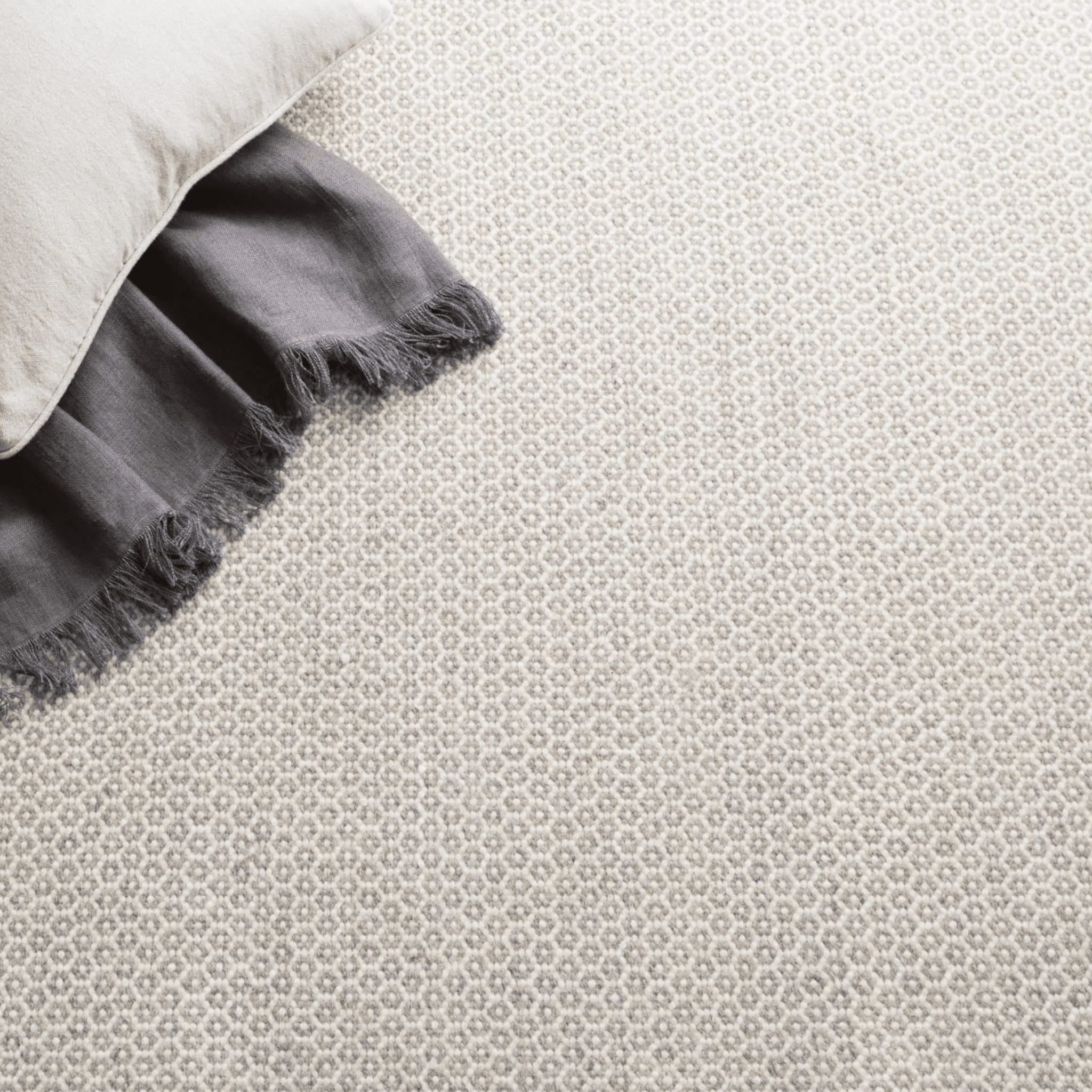 Honeycomb Handwoven Wool Rug - Ivory & Grey - Our Boat House