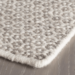 Honeycomb Handwoven Wool Rug - Ivory & Grey - Our Boat House