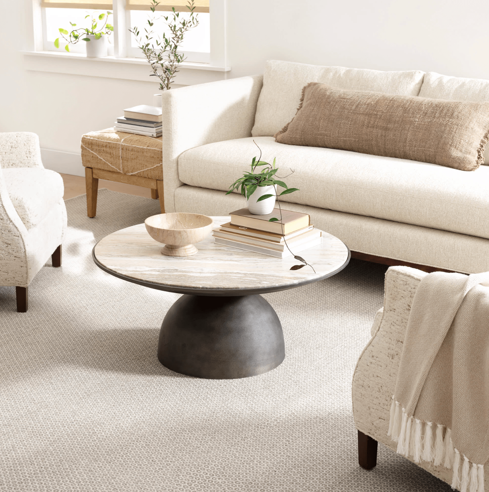 Honeycomb Handwoven Wool Rug - Ivory & Grey - Our Boat House