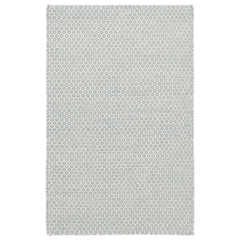Honeycomb Woven Wool Rug - Soft French Blue & Ivory - Our Boat House