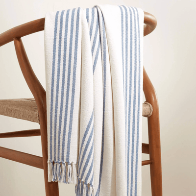 Ibiza French Blue Striped Throw - Our Boat House