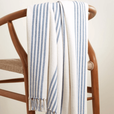 Ibiza French Blue Striped Throw - Our Boat House