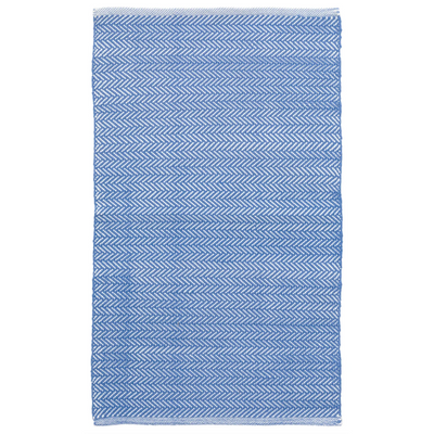 Herringbone Handwoven Indoor/ Outdoor Rug - French Blue & White