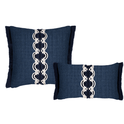 Indigo Macrame Indoor/Outdoor Pillow - Our Boat House