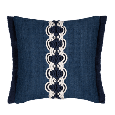 Indigo Macrame Indoor/Outdoor Pillow - Our Boat House